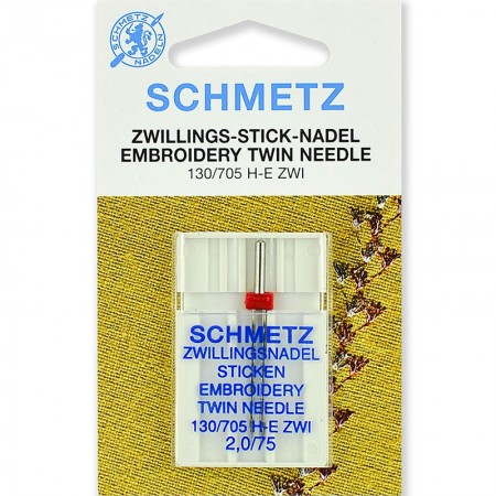 Голка подвійна вишивальна Schmetz Twin Embroidery №75/2.0
