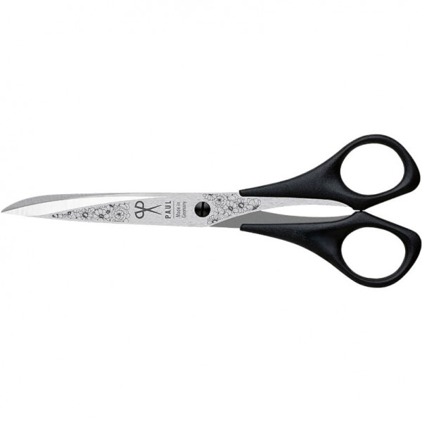 Фото 1: Ножницы Paul 906_02 16,1 см черные с нанесенной гравировкой Премиум